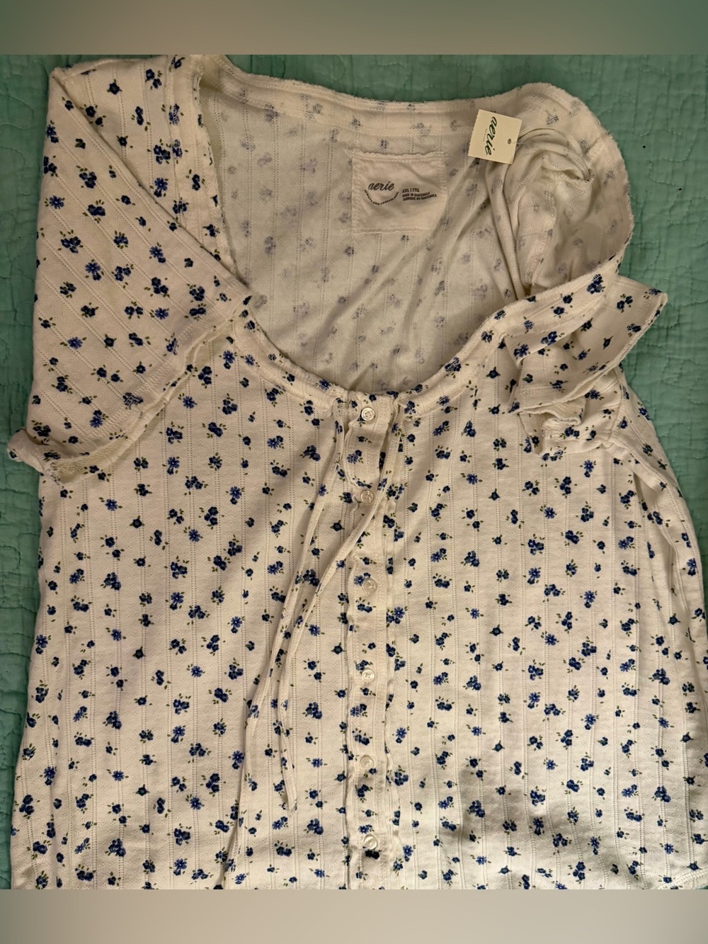 New Aerie 100% cotton short sleeve shirt size xxl. Relaxed silhouette - Picture 7 of 11